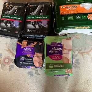 SOLD Depends and other Women's Underwear - multiple colors. Size s/m. 5 BAGS